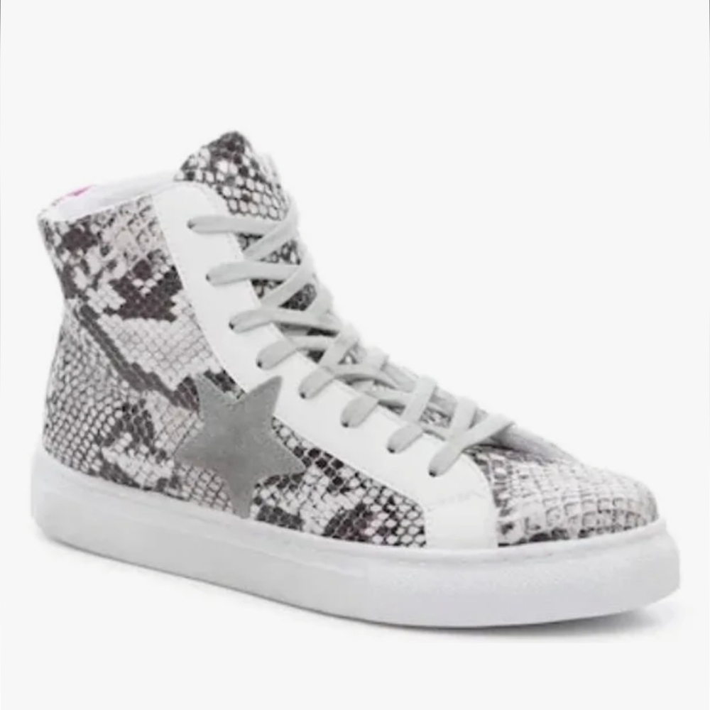 Steve Madden Jaren Snakeskin Star Lace High-Top Sneakers Women's Size 8.5 - Picture 11 of 11